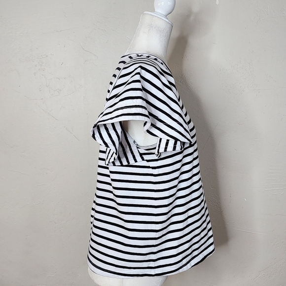 A.L.C Carrie Black and White Striped Flutter Sleeve Top Size Small - Picture 8 of 15